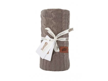 Pletená bavlnená deka do kočíka Vrkoč Taupe, 80/100 cm