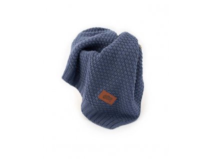 Pletená deka do kočíka Denimová modrá, 80/100 cm