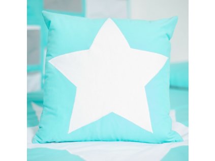dekoracny vankusik tyrkysovy biela hviezda