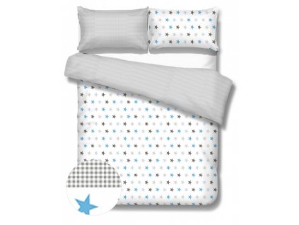 detske obliecky do postele hviezdicky sive modre