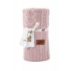 Pletená bavlnená deka do kočíka Vrkoč Ružová, 80/100 cm