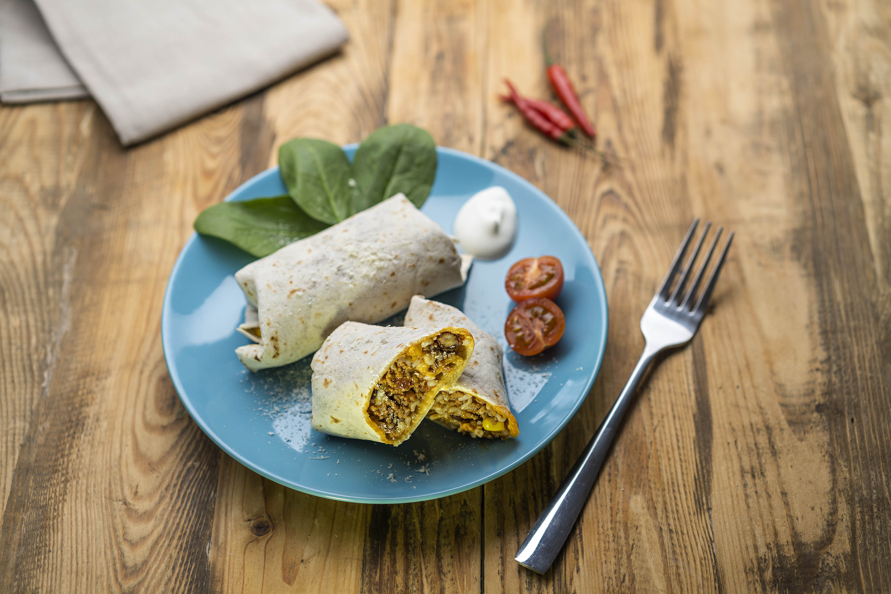 Mexické burrito s hovězím masem a nízkokalorickou rýží