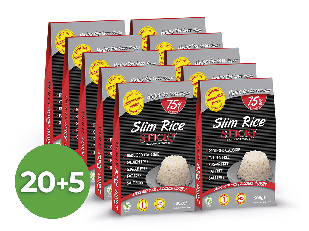 Slim Rice Balíček konjakové rýže Sticky bez nálevu 20+5 ZDARMA
