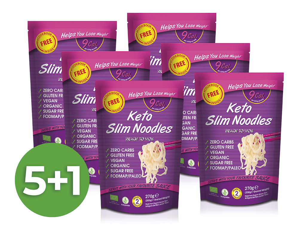 Slim Noodles Výhodný balíček konjakových nudlí Slim Pasta v nálevu 5+1 zdarma
