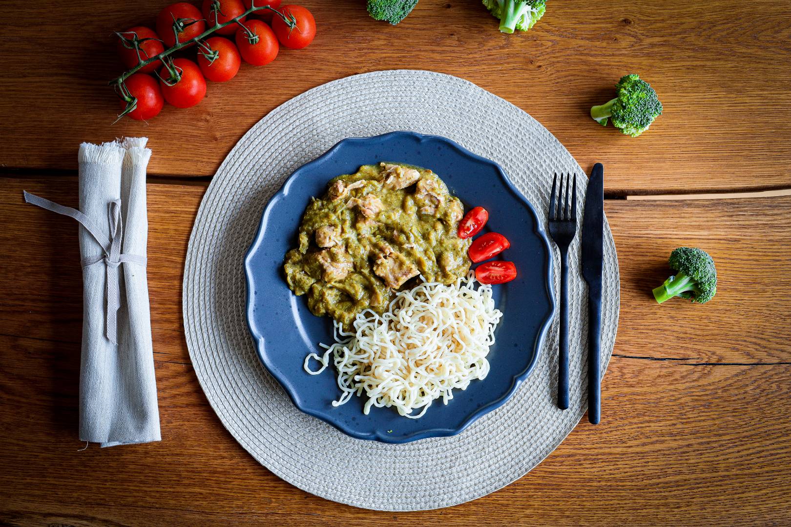 Hotové jedlo: Morčacie mäso s brokolicou a zelenými fazuľkami