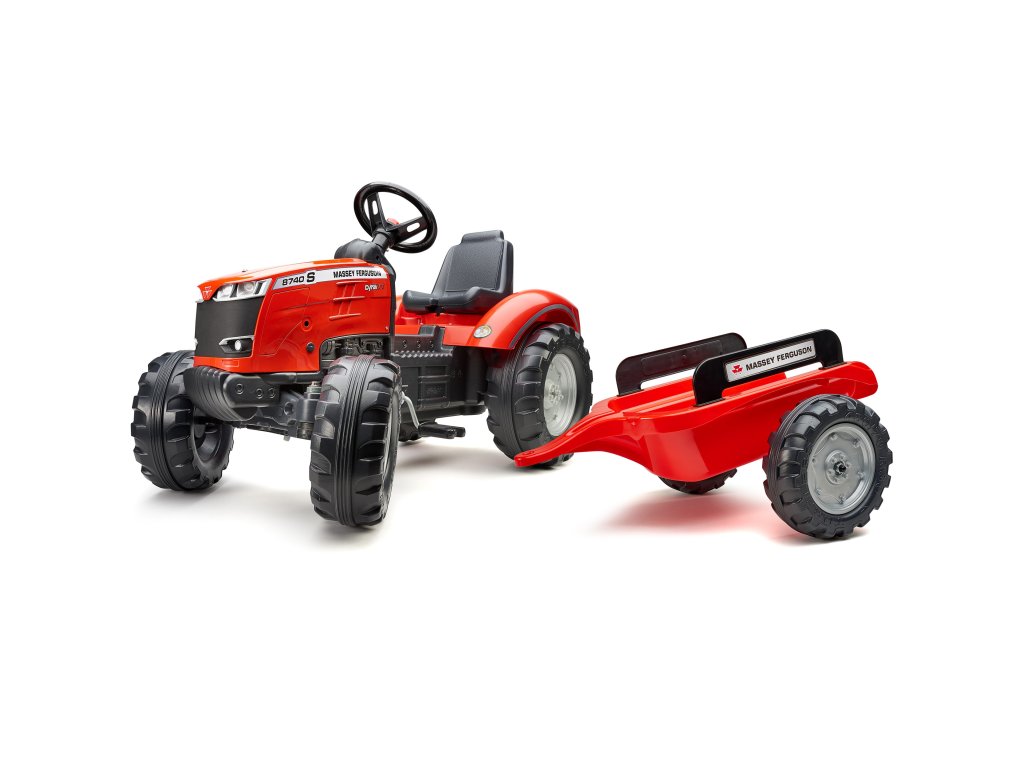 FALK Massey Ferguson Červený pedálový traktor s prívesom od 3 rokov