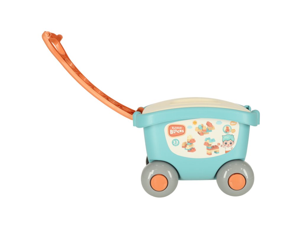 Klocki w wozku pojemniku z przykrywka 32 elementy 135566