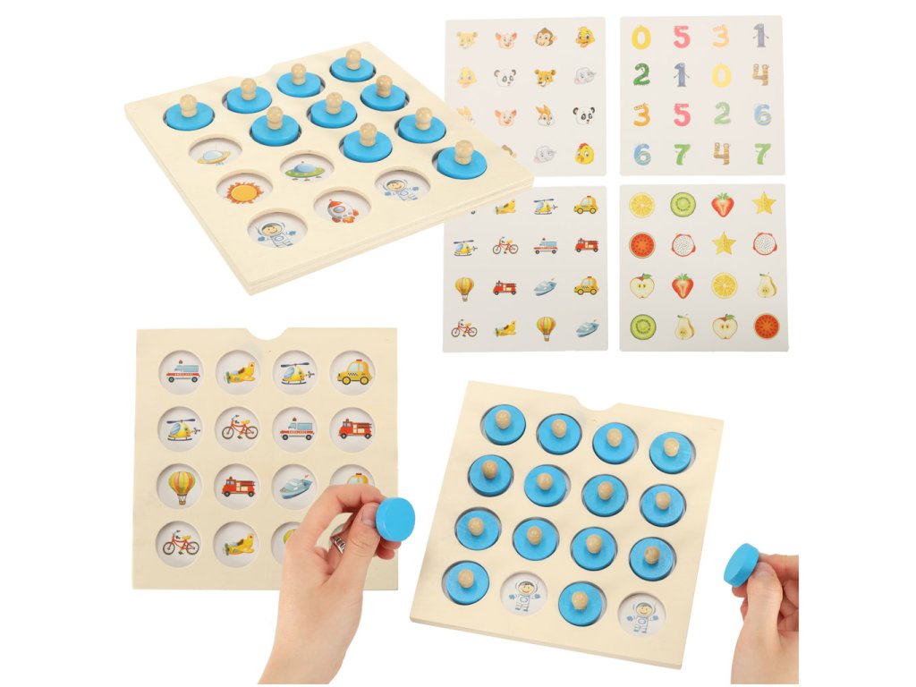 Puzzle drewniane gra planszowa memory 4 karty 140001