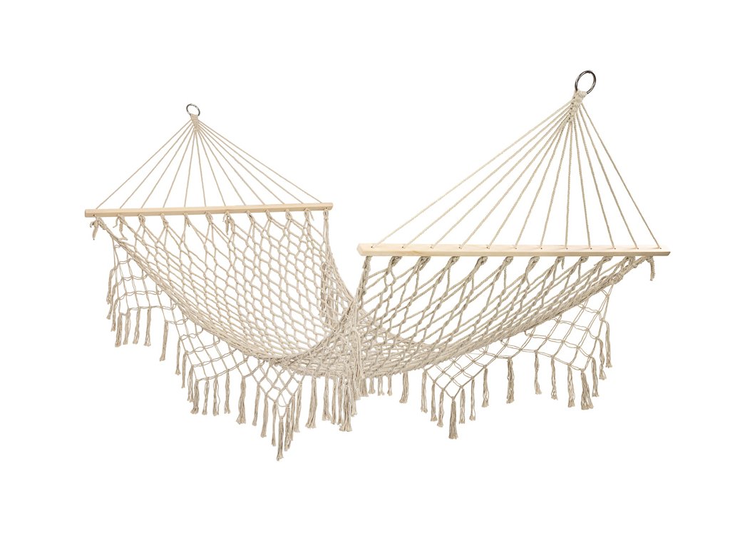 Hamak ogrodowy brazylijski boho siatka fredzle 200cm ecru 250kg 153809