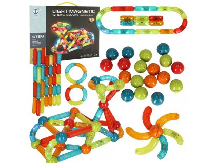 Magnetic svietiaca magnetická stavebnica bloky pre deti 3+ 76 kusov