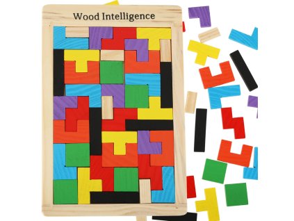 Drevené puzzle tetris bloky 40 ks