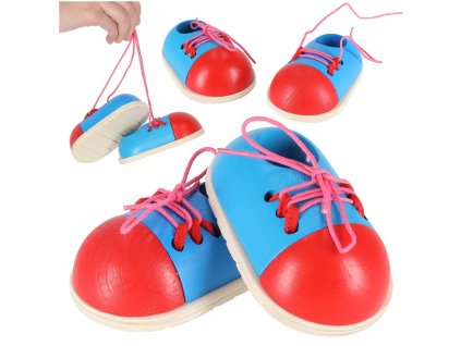 Buty drewniane do nauki sznurowania wiazania sznurowadel 2 sztuki 175920