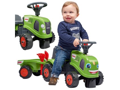 FALK Traktor Baby Claas zelený s prívesom + príslušenstvo od 1 roka