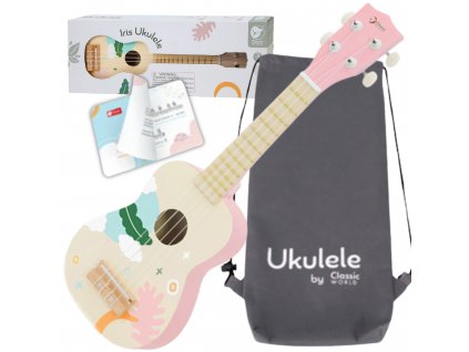 CLASSIC WORLD Drevená gitara ukulele pre deti Pink