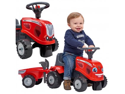 FALK Traktor Baby Mac Cormick červený s prívesom + príslušenstvo od 1 roka