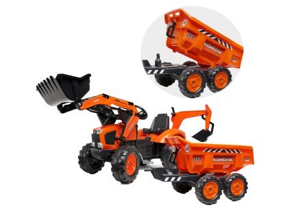 FALK Traktor Kubota oranžový s prívesom od 3 rokov