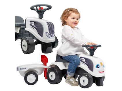 FALK Traktor Baby Valtra White s prívesom + príslušenstvo od 1 roka