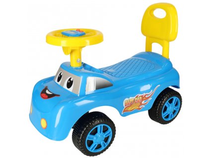 Úsmevné auto push ride s klaksónom modré