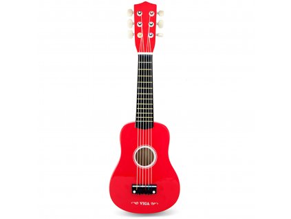 Viga Drevená gitara pre deti červená 21 palcov 6 strún