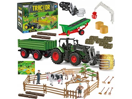 WOOPIE Sada poľnohospodárskych strojov Traktor Traktor Statok Mini farma Osada Farmári Mierka: 1:24