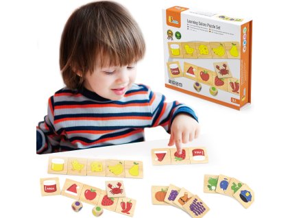 VIGA Vzdelávacie drevené puzzle Triediť farby a tvary 38 ks Montessori