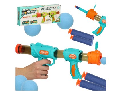 Pistolet na kulki karabin na piankowe naboje solidny dla dzieci gra 2w1 niebieski 168780