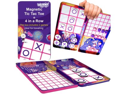 WOOPIE IQ Magnetická strategická hra 2 v 1 Kruh a kríž + 4 v rade MINI