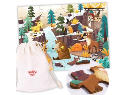 TOOKY TOY Puzzle s puzdrom Alpské zvieratá a krajina 49 ks