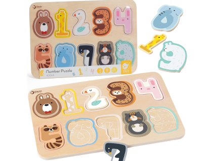 CLASSIC WORLD Montessori drevené číselné puzzle 11 ks