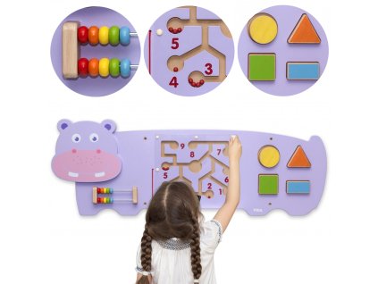 VIGA senzorická tabuľa Manipulačný hroch FSC Montessori certifikát