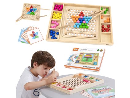 VIGA Drevená loptová hra Chytaj a porovnávaj Montessori puzzle