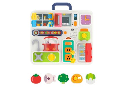 WOOPIE BABY Kuchynská manipulačná doska s hodinami s Montessori zvukovými a svetelnými efektmi