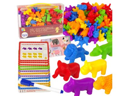 WOOPIE Vzdelávacia sada Učíme sa počítať Montessori triedička farieb Zvieratá 83 ks