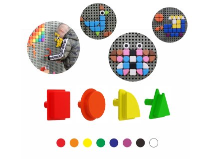 MASTERKIDZ Geometrické prvky 8 farieb 256 ks Príslušenstvo pre STEM tabule