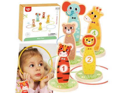TOOKY TOY Drevený terč na hádzanie zvierat 15 ks