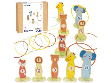 TOOKY TOY Hra na hádzanie na terč s dreveným ráfikom 15 ks
