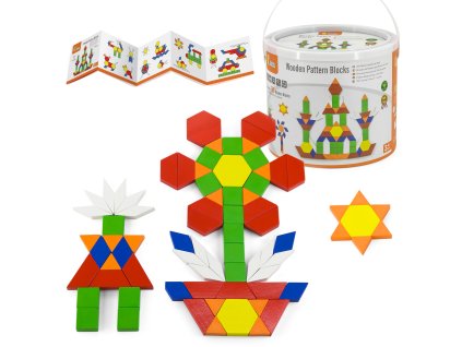 VIGA Drevené ploché tehličky vo vedierku 250 kusov Montessori