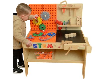 MASTERKIDZ Drevená XXL Montessori STEM dielňa s náradím