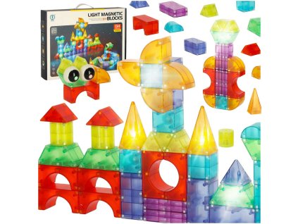 3D stavebné magnetické tehličky LED svietiace 134  ks