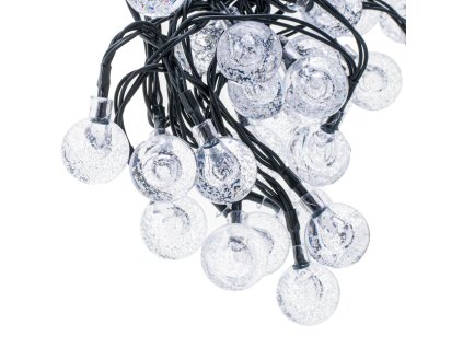 Solárne záhradné svetlá gule 7m 50LED studená biela