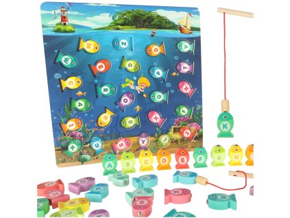Montessori drevená hra s magnetom na rybky