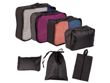 Organizátory kufra cestovná sada 7 kusov odevov úložné doplnky vodotesné tašky make-up taška taška na topánky čierna