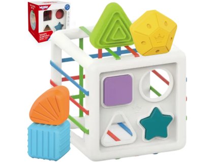 WOOPIE BABY Flexibilná senzorická kocka Baby Sorter Farebné tvary 11 ks