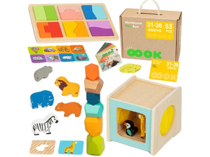 TOOKY TOY Box XXL Montessori vzdelávací 7v1 senzorický 31-36 mesiacov.