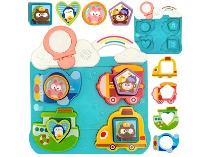 WOOPIE BABY Interaktívne puzzle s vozidlami a zvieratami Modrá