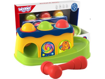 WOOPIE BABY Farebný Montessori stroj na zatĺkanie kladivom
