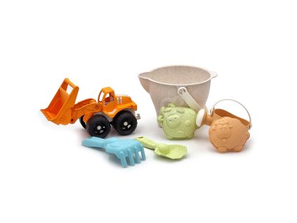WOOPIE GREEN Sada na piesok + bager vo vedre 7 ks BIODEGRADOUS ORGANIC MATERIAL