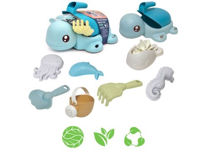 WOOPIE GREEN Súprava do piesku a do vane 2 v 1 Želva 8 ks BIOLOGICKY ROZLOŽITEĽNÝ ORGANICKÝ MATERIÁL