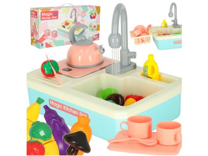 Zlewozmywak zlew do mycia naczyn dla dzieci z akcesoriami XXL niebieski 161575