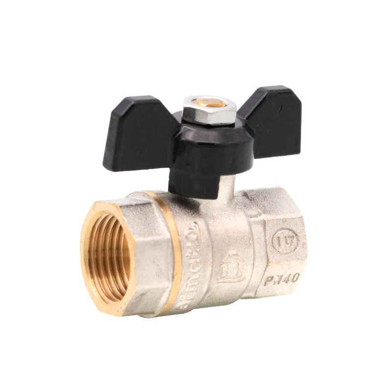 Mosadzný guľový ventil 1/2" FF, motýľ (ERMETIQ)